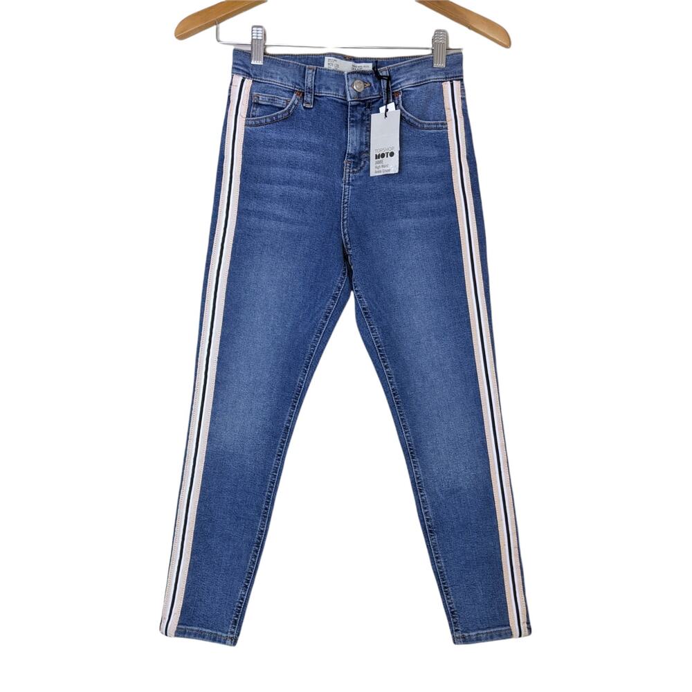 NWT TOPSHOP Moto Jamie Side Stripe Jeans W26 L28